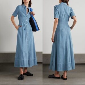 New STAUD Joan Chambray Maxi Shirt Dress Size 0